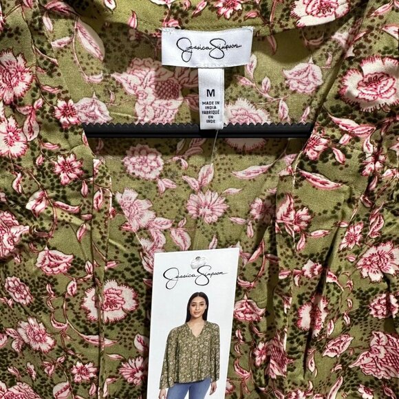 Jessica Simpson Womens Size M Leslie Boho Botanical Dots Small Top Shirt NWT - Picture 4 of 7